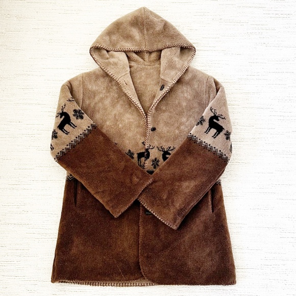 Alpine Studio | Fleece Reversible Oversized Hood Coat | Brown | M - Picture 11 of 11